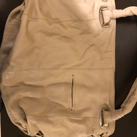 B. Makowsky Cream Leather Satchel - Picture 3 of 5